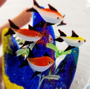 Used Murano Glass Clamshell Aquarium with Tropical‎ Fish